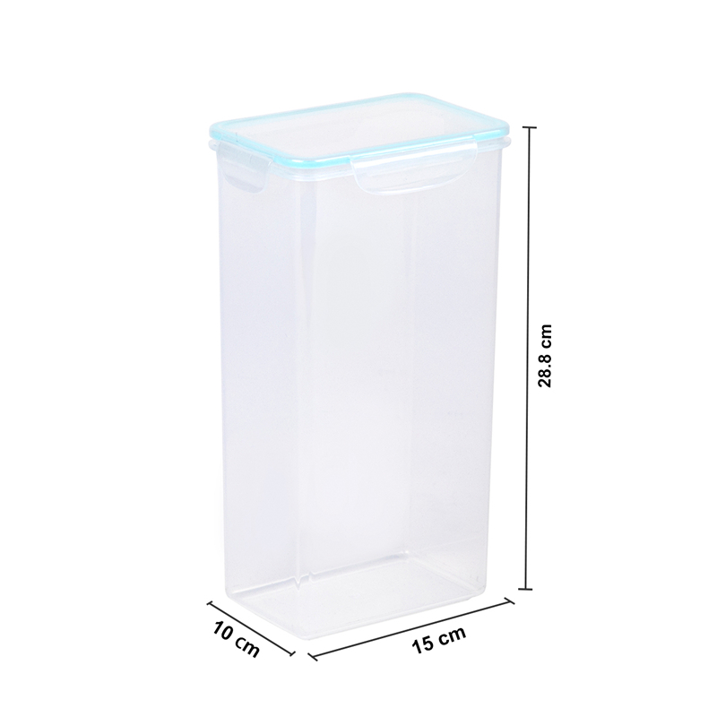 Transparent 2.6L plastic food storage container with airtight lid
