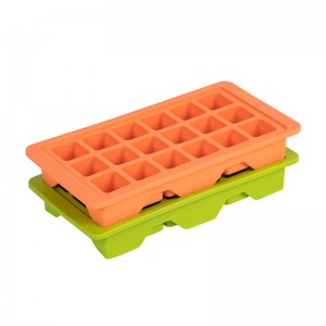 Stackable Durable 18 Cavities Food Freezer Storage Tray Silicon Ice Cube Mold With Lid