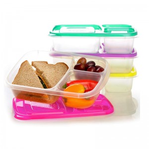 Portable Easy School/Office 3 Compartment Bento Lunch Box Meal Prep Food Containers