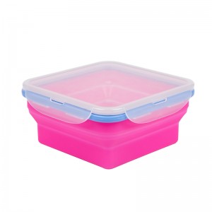BPA free eco-friendly square food storage container silicone foldable lunch box for kids