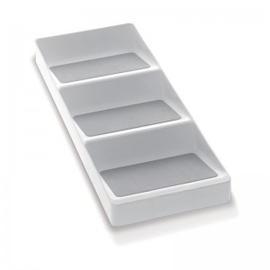 White & Gray Plastic Non-Skid 3-Tier Spice Pantry Kitchen Storage Cabinet Organizer