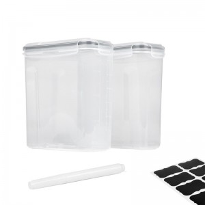 2 Pieces 4 Side Locking Lid Airtight Dry Cereal Food Storage Container Set